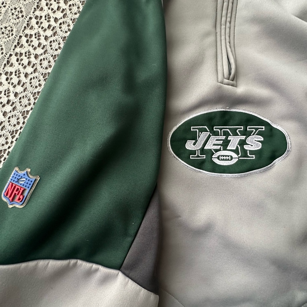 Men’s NY Jets Football NFL Team Apparel Pullover Quarter Zip XL Lined Shirt - Picture 11 of 15